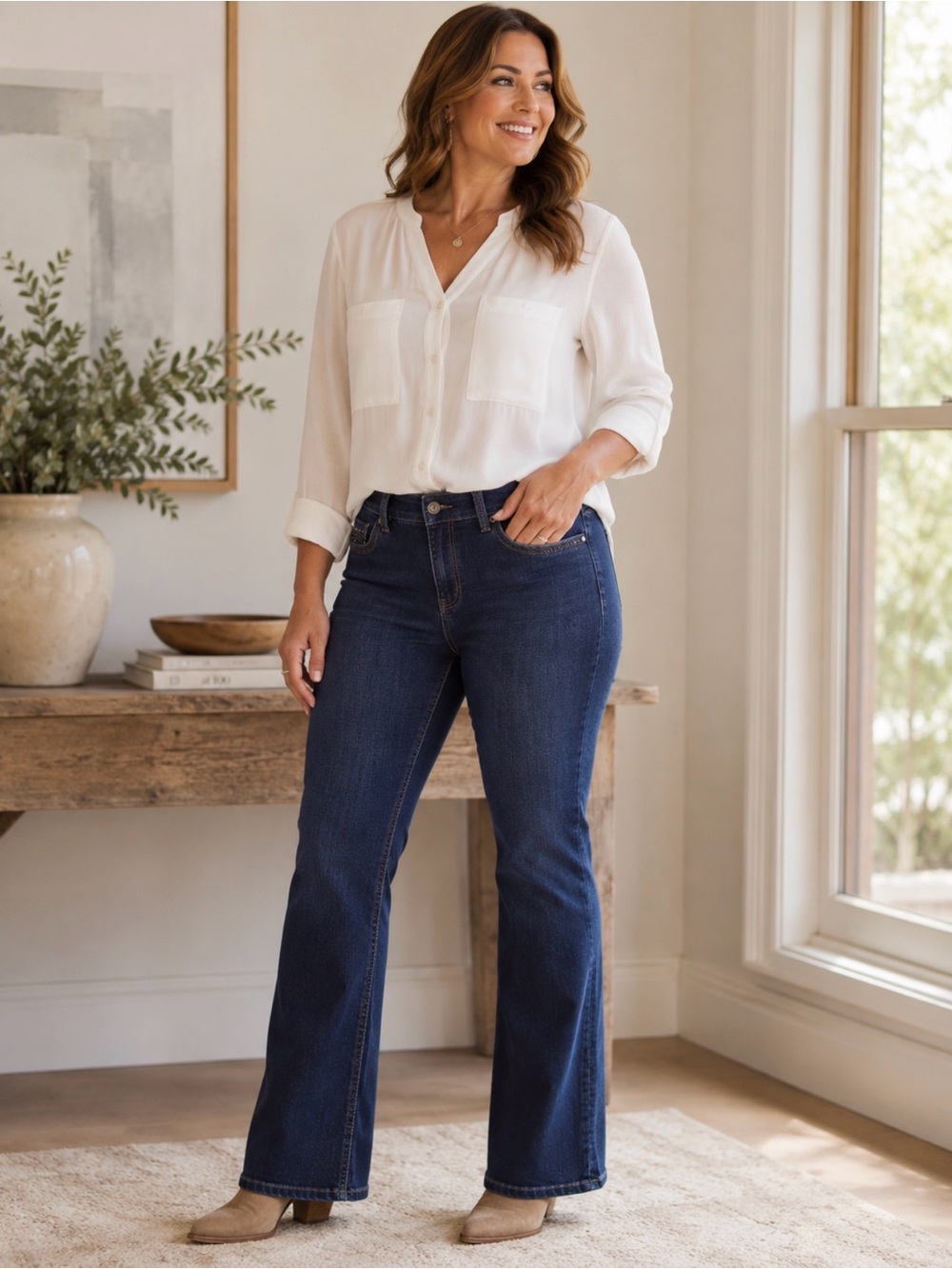 Melissa McCarthy Seven7 Slim Boot Jeans Size 20W Dark Wash Rhinestone Pocket